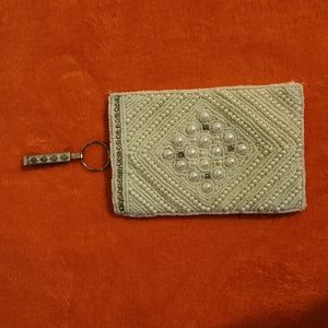 Faux Pearl & Diamond Key Chain Mobile Phone Pouch Case, 6.5 in. X 4 in.